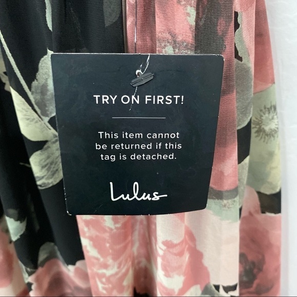 Lulus Give Me Amore Black and Pink Floral Print Maxi Dress, New With Tags - Picture 11 of 12